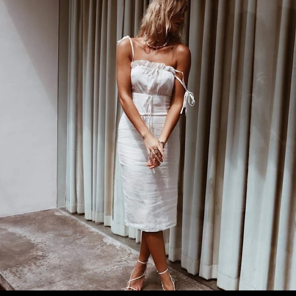 Maurie + Eve white linen Ashia dress